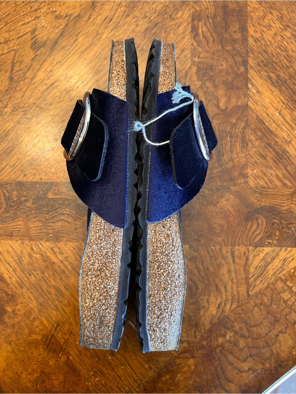 Birkenstock Madrid Big Buckle Velvet Midnight Sandals Blue Sz 38, US 7 - 7 1/2” - Picture 5 of 16